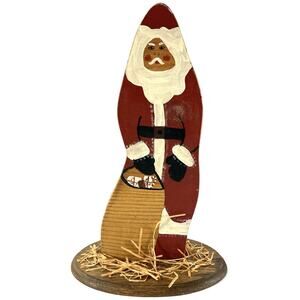 Handmade Folk Art Wooden Santa Shelf Sitter – Rustic Primitive Christmas Decor